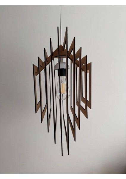 3 Boyutlu Kare Ahşap Avize. Minimalist Tasarım indirimleri