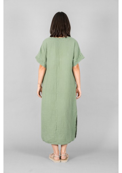 Müslin Kadın V Yaka Pileli Elbise fiyatları