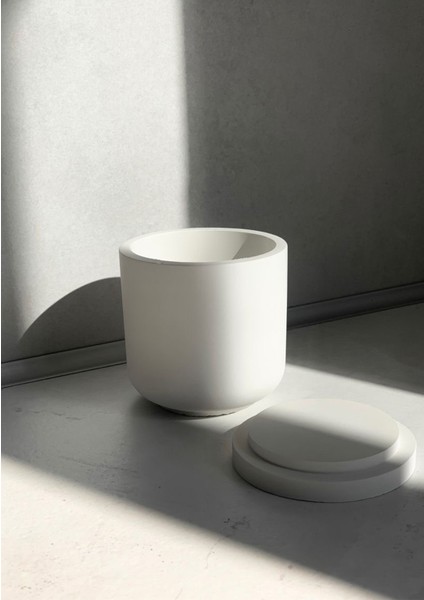 Beyaz Yuvarlak Minimal Kapaklı Dekor Kutu