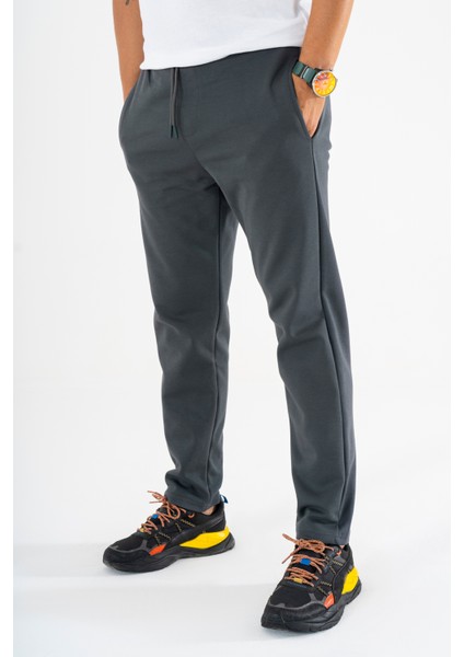 Erkek Füme Jogger Pantolon Bağcıklı Lastikli Bel Rahat Kesim Eşofman Altı modelleri