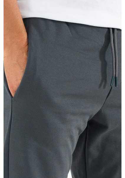 Erkek Füme Jogger Pantolon Bağcıklı Lastikli Bel Rahat Kesim Eşofman Altı