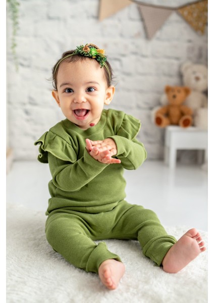 Gots Sertifikalı %100 Organik Pamuk Fırfırlı Sweatshirt ve Pantolon Takım (0-4yaş) modelleri