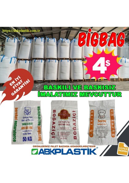 ABK PLASTİK 100 KG ÇELTİK ÇUVALI 70X125 A.O. 20'Lİ modelleri