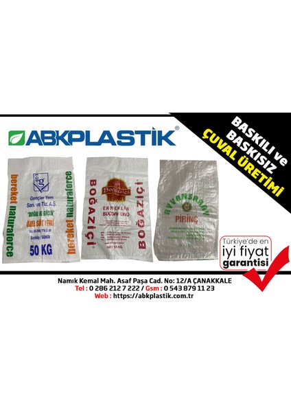 ABK PLASTİK 100 KG ÇELTİK ÇUVALI 70X125 A.O. 20'Lİ fırsatları