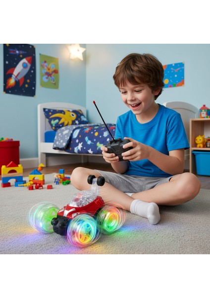 Full Fonksiyon Sesli Işıklı Şarj Edilebilir Uzaktan Kumandalı Akrobat Araba 1:24 Ölçek modelleri