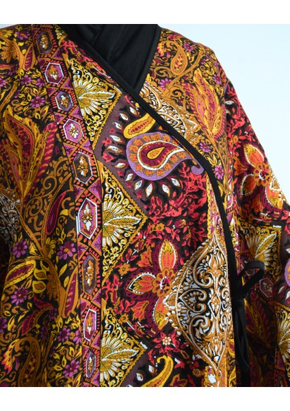 Etnik Desenli Kruvaze Namaz Elbisesi – %100 Viskon, Yandan Bağlamalı 36-46 Beden fiyatları