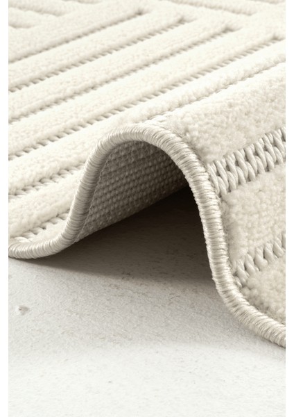 Piyan 9201 Krem Yumuşak Dokulu Salon Antre Mutfak Yatak Odası Halısı Yolluk