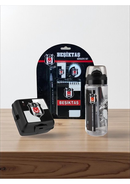 Beşiktaş Taraftar 4 Bölmeli Beslenme Kutusu Kartal Figürlü 500 ml Matara Kırtasiye Seti