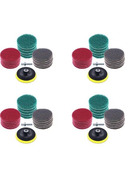 64PCS 4 Inç Matkap Güç Fırçası Kiremit Yıkıcı Ovma Pedi Temizleme Kiti 4 Inç Disk Ped Tutucu 3 Farklı Sertlik (Yurt Dışından)