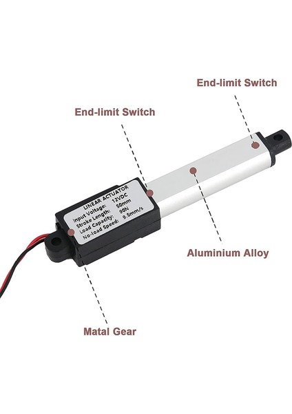 2x Mikro-Lineer Aktüatör, 2 Inç Strok, 90N/20.3LB, Hız 9.5mm/s Elektrikli Su Geçirmez Aktüatör Motor Doğrusal Aktüatör 12V (Yurt Dışından) indirimleri