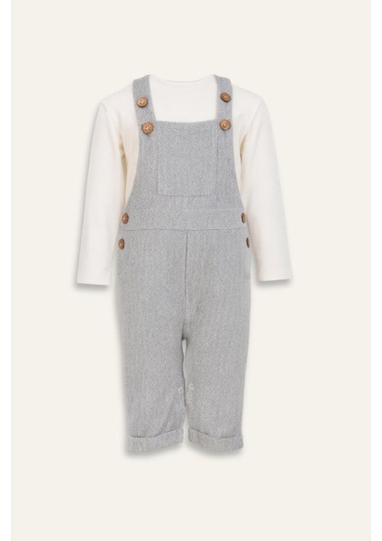 Erkek Bebek Saloped ve T-Shirt Takım - Gri