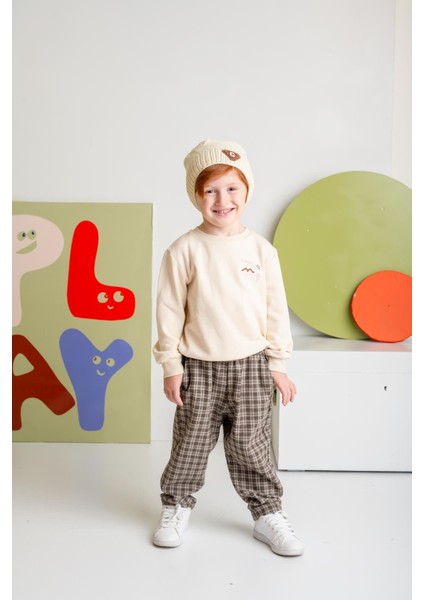 Erkek Bebek Sweatshirt ve Pantolon Takım - Kahve