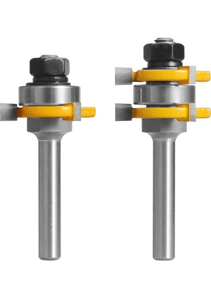 2 Adet 8 mm Ortak Montaj Freze Kesici Üç Kenar T-Tenon Kesici Yuvalı Tenon Kesici Tek Yatak (Yurt Dışından)