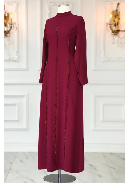 Tuna Abiye Elbise Bordo modelleri