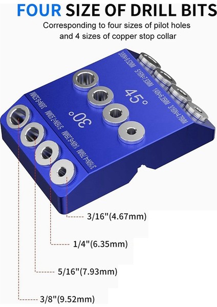 30 45 90 Derece Açı Matkap Kılavuzu Jig, Açılı Delikler Için Matkap Jig ve 4 Boyutlu Düz Delik Çelik Matkap Bitleri (Yurt Dışından) fiyatları