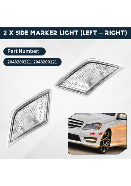 Ön Tampon Yan Işaretçi Işık Kiti 2048200221 2048200121 Mercedes Benz C300 C250 2008-2011 Için (Yurt Dışından) fırsatları