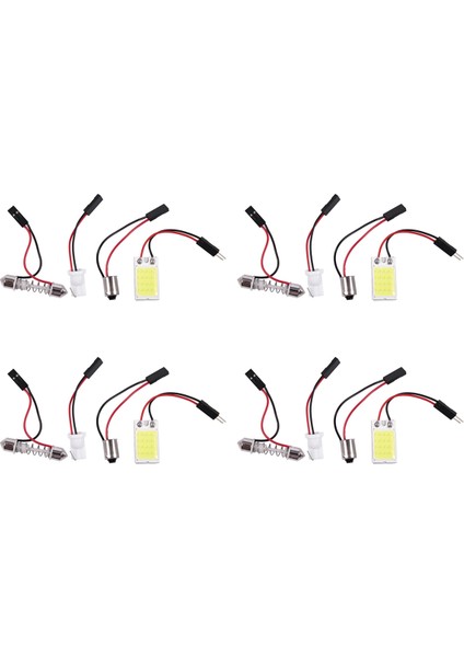 4x Otomatik Süper Parlak Beyaz 18 Cob LED Ampul Paneli + T10 Festoon Adaptörleri (Yurt Dışından)