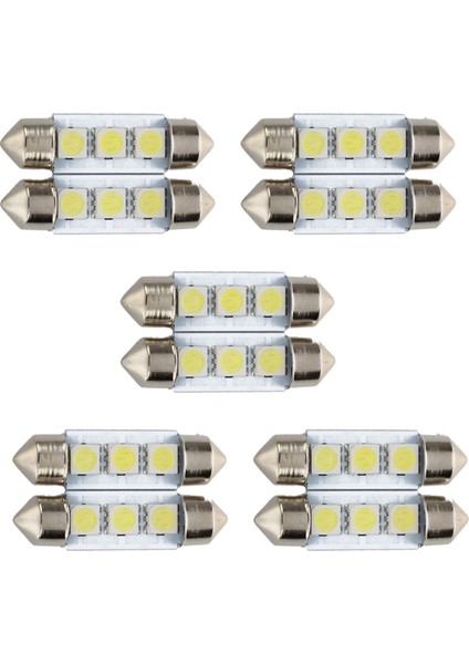 10X C5W 3 LED Smd 5050 36MM Xenon Beyaz Ampul Plaka Servis Festoons Dome Tavan Lambası Araba Işığı (Yurt Dışından)