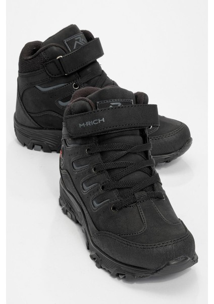 Kaydırmaz Cırtlı Çocuk Trekking Bot Siyah Siyah