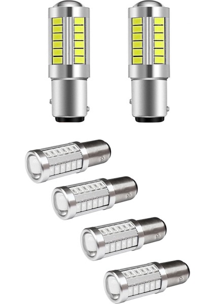 2x LED 1157 LED Ampul P21/5W BAY15D LED Ampul ve 4pcs Kırmızı 1157 P21/5W BAY15D 33 Smd 5630 5730 LED Otomatik Fren Işıkları (Yurt Dışından)