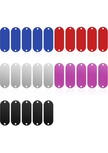 Metal Damgalama Boşlukları, 25 Parça Alüminyum Gravür Boşlukları Dikdörtgen Lazer Gravür Malzemeleri 2 Delikli (5 Renk) (Yurt Dışından)