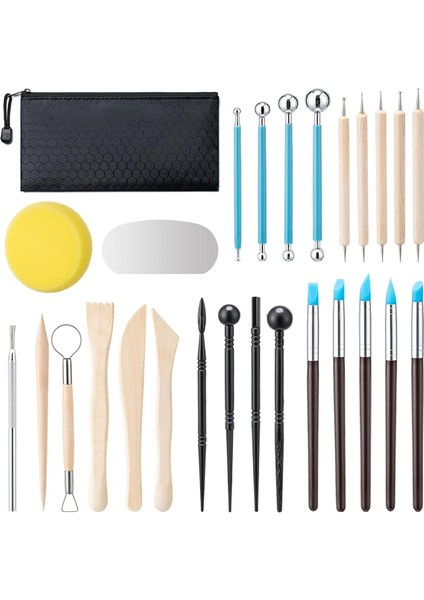Kil Aletleri Seti, 27 Parça Seramik Aletleri, Pratik Polimer Kil Heykel Aletleri Seti, Çocuklar Için Hava Kuruyan Kil Aletleri Seti (Yurt Dışından)