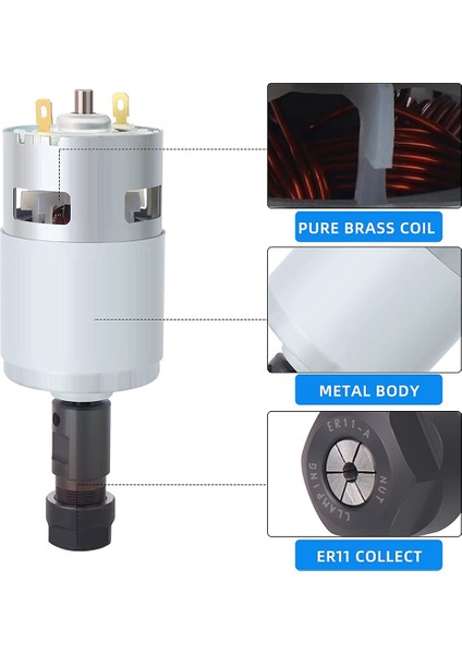 ER11 Pensli ve Bağlantı Hatlı 775 Iş Mili Motoru, 24V 20000 R/min, Cnc 3018 Serisi Oyma Makinesine Uygun (Yurt Dışından) fiyatları