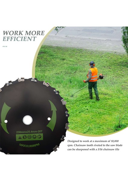 9 Inç Zincirli Testere Dişli Biçme Bıçağı 20 Dişli Zincirli Testere Çalılık Kesici Çim Ağır Hizmet Tipi Gazlı Elektrikli Düzeltici Bahçe (B) (Yurt Dışından) modelleri