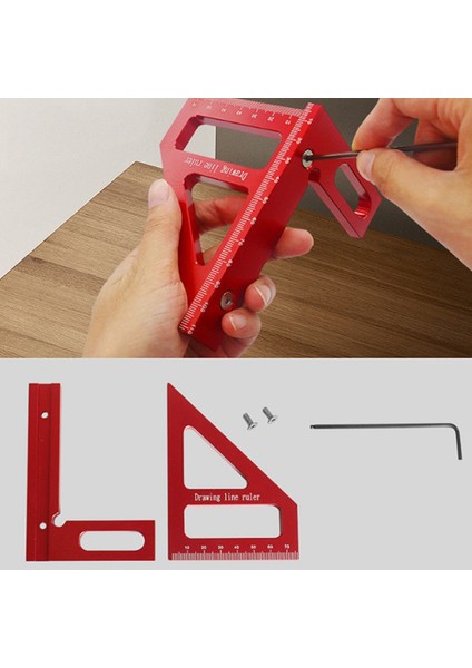 Ağaç Işleme Kare Iletki Alüminyum Alaşımlı Gönye Üçgen Cetvel Düzeni Ölçme Aracı Mühendis Marangoz Için-Kırmızı (Yurt Dışından) fırsatları