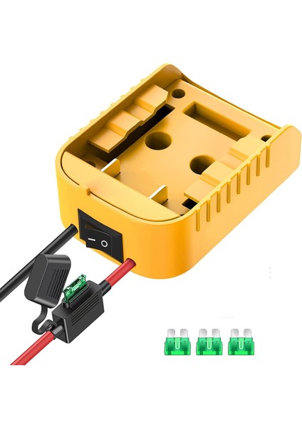 Dewalt 20V /18V DCB200 DCB203 DCB205 DCB206 Li-Ion Piller Için Sigortalı ve Anahtarlı Pil Adaptörü Güç Konektörü A (Yurt Dışından)