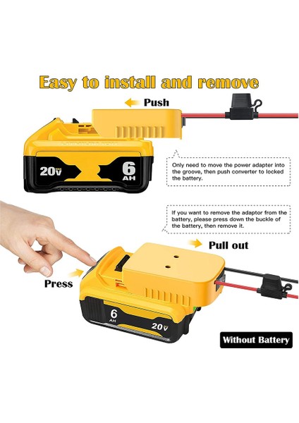 Dewalt 20V /18V DCB200 DCB203 DCB205 DCB206 Li-Ion Piller Için Sigortalı ve Anahtarlı Pil Adaptörü Güç Konektörü A (Yurt Dışından) fırsatları