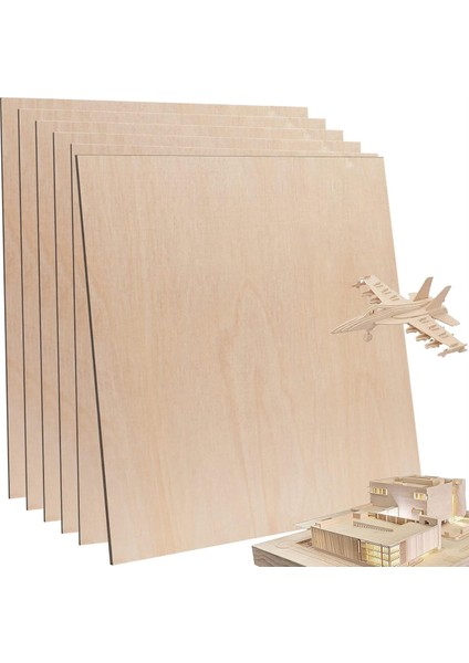 6 Adet Kontrplak, El Sanatları Lazer Kesim ve Gravür, Okul Kendin Yap Projeleri, Boyama, Fretwork Için Kalın Bitmemiş Ahşap (Yurt Dışından)
