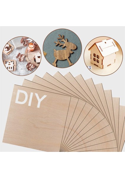 6 Adet Kontrplak, El Sanatları Lazer Kesim ve Gravür, Okul Kendin Yap Projeleri, Boyama, Fretwork Için Kalın Bitmemiş Ahşap (Yurt Dışından) modelleri