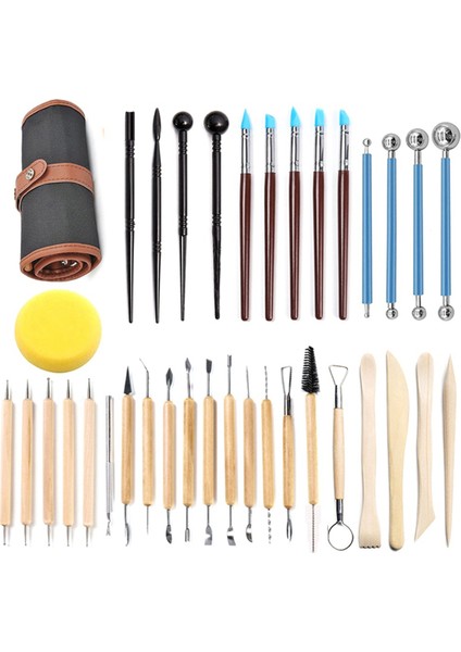 Çömlek Aletleri 36'lı Set Taş Plastik Kil Aletleri Hap Çubuk Kil Heykel Oyma Bıçağı Yumuşak Çömlek Yapım Aletleri (Yurt Dışından)