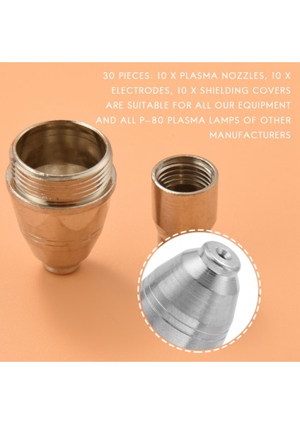 30 Adet P80 Plazma Kesim Sarf Malzemeleri Kiti, Plazma Memesi, Elektrot, P-80 Kesme Plazma Kesme Makinası Torch 1.5mm (Yurt Dışından) indirimleri