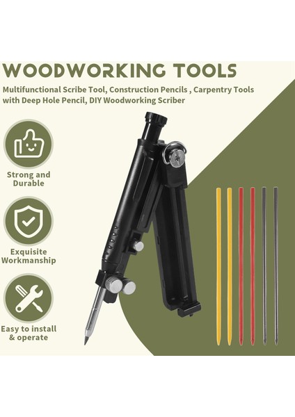 Çok Fonksiyonlu Yazar Aracı, Inşaat Kalemleri, Derin Delikli Kalemli Marangozluk Aletleri, Dıy Ahşap Scriber (Yurt Dışından) fırsatları