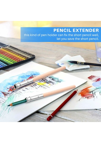 12 Parça Ahşap Kalem Uzatıcılar Sanat Kalem Uzatıcı Mum Uzatma Okul Ofis Malzemeleri Için Alüminyum Saplı (Yurt Dışından) indirimleri