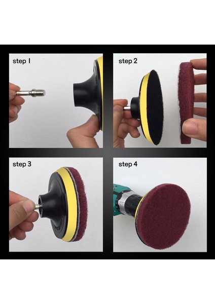 16 Adet 4 Inç Matkap Güç Fırça Kiremit Scrubber Ovma Pedi Temizleme Kiti ile 4 Inç Disk Pedi Tutucu 3 Farklı Sertlik (Yurt Dışından) fiyatları
