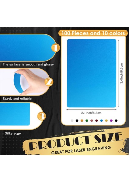 100 Adet Metal Gravür Boşlukları Renkli Alüminyum Levha Lazer Gravür Kartvizit Kendin Yap Hediye Kartları 86X54X0.2MM (5 Renk) (Yurt Dışından) fırsatları