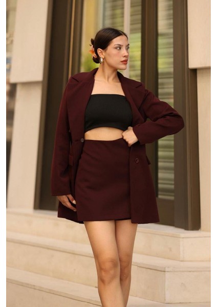 Kadın Bordo Zincirli Ceket modelleri