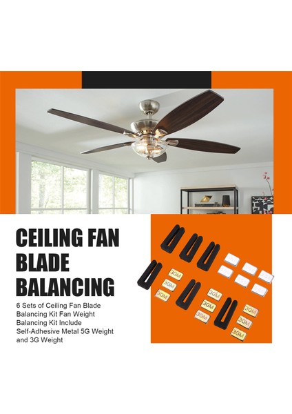 6 Set Tavan Fanı Bıçağı Dengeleme Kiti Fan Ağırlığı Dengeleme Kiti Kendi Kendine Yapışkan Metal 5g Ağırlığı ve 3g Ağırlığı Içerir (Yurt Dışından) fırsatları