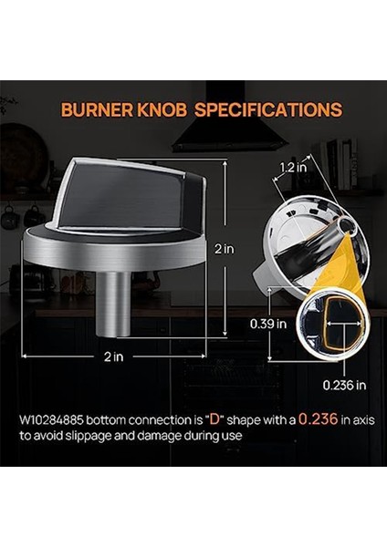 6x W10284885 Brıcer Knob Yedek, Whırlpool Gaz Sergisi/soba/fırın Için Uygun WPW10284885 AP6018699 PS11752001 (Yurt Dışından) modelleri