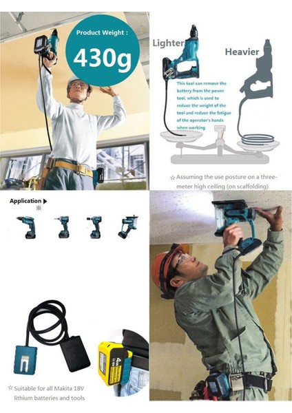 Pil Uzatma Kablosu Aracı Li-Ion Pil Adaptörü Ağırlık Düşürücü Makita 18V Lityum Piller ve Aletler Için Uygun (Yurt Dışından) indirimleri