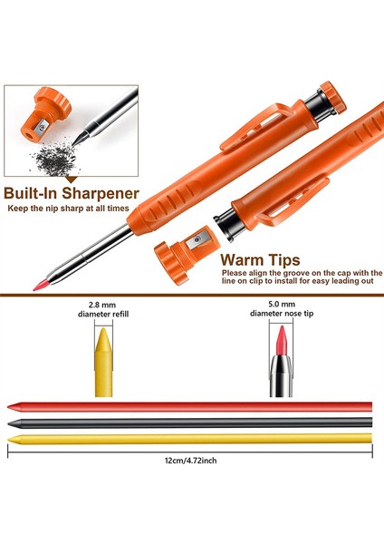 Paket Masif Marangoz Kalemleri, Dahili Kalemtıraşlı Çizici Alet Inşaat Ahşap Işçiliği Mimarı (Turuncu) (Yurt Dışından) modelleri