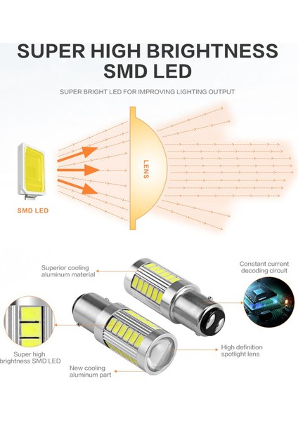 Süper Parlak LED 1157 LED Ampul P21/5W BAY15D LED 33SMD 5730 Yonga Seti, Xenon White (4 Set) (Yurt Dışından) fırsatları