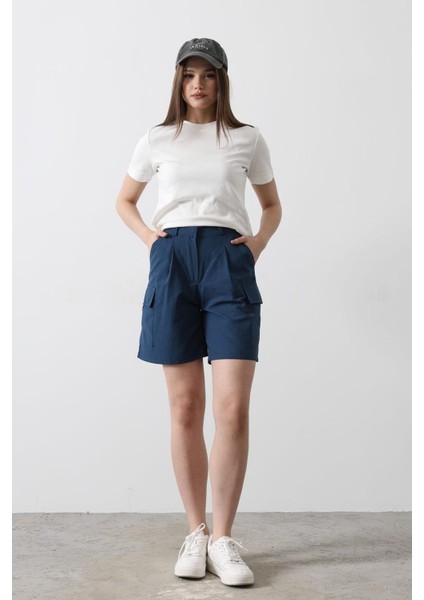 Şort - Indigo Mavi Cepli