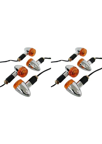 Motosiklet Turn Sinyalleri Honda Kawasaki Suzuki Yamaha Bobber Chopper (8 Adet) Için Krom Mermi Ön Arka Işıklar (Yurt Dışından)
