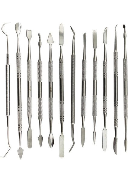 12 Adet Balmumu Oymacılar Seti Çift Uçlu Diş Balmumu Modelleme Şekillendirici Araçları Diş Seçtikleri Polimer Çömlekçilik Kil Oyma Aracı (Yurt Dışından)