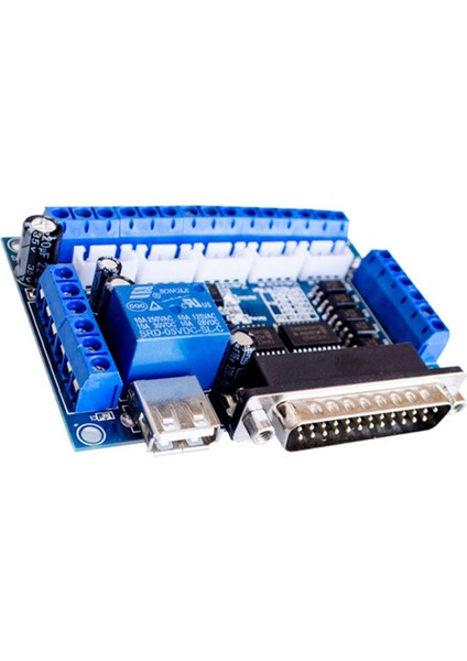 Mach3 Arayüz Kartı Cnc 5 Eksenli Optocoupler Adaptörlü Step Motor Sürücüsü + USB Kablosu (Yurt Dışından)