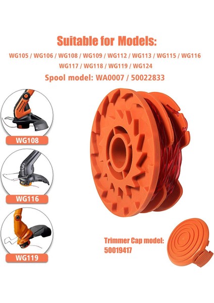 Weed Eater Yedek Makaralar Worx WA0007 WG116 WG119 Ot Biçme Makinesi Edger Makara Hattı Yedek Parçaları Otomatik Besleme (Yurt Dışından) fiyatları